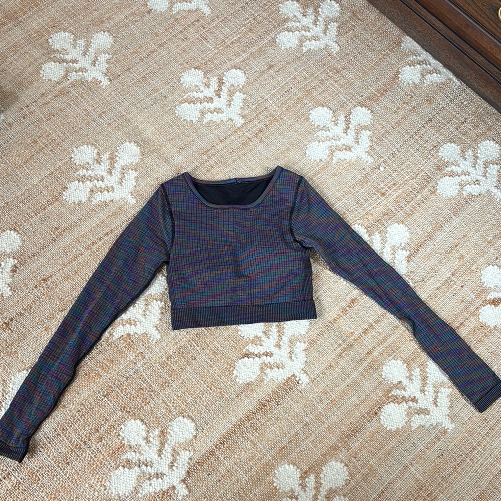 Plaid Long Sleeve Crop Top